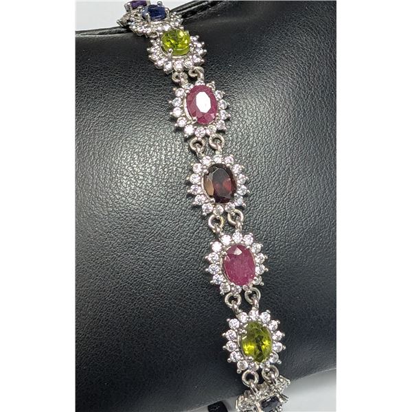 SILVER GENUINE RUBY EMERALD SAPPHIRE