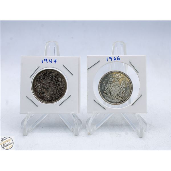 CANADIAN 50 CENT PIECES 1944 & 1966