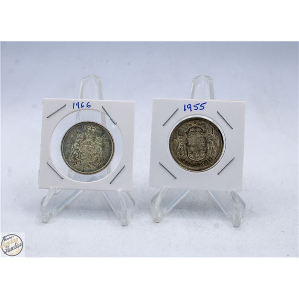 CANADIAN 50 CENT PIECES 1955 & 1966