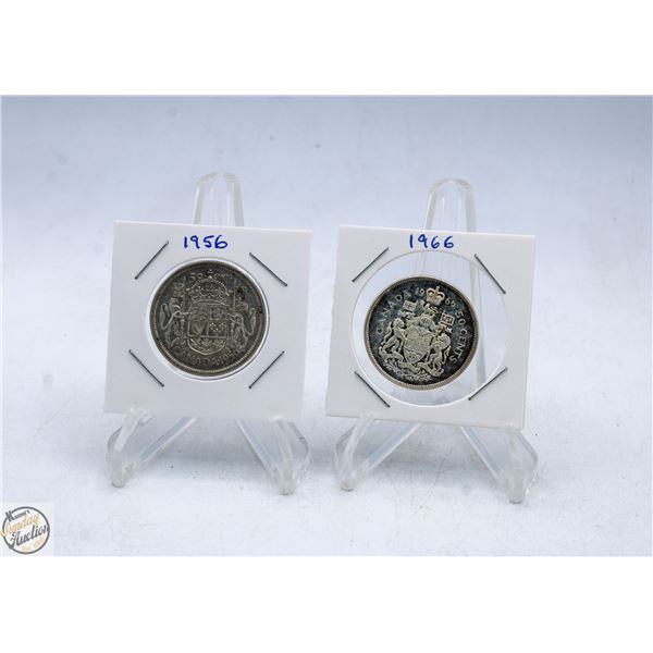 CANADIAN 50 CENT PIECES 1956 & 1966