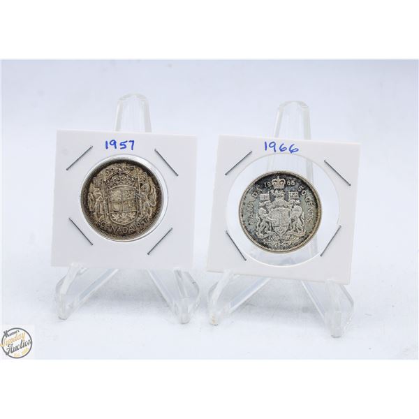 CANADIAN 50 CENT PIECES 1957 & 1966
