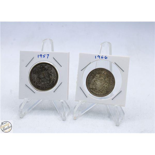CANADIAN 50 CENT PIECES 1957 & 1966