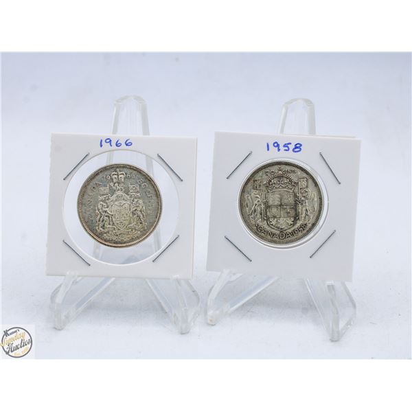 CANADIAN 50 CENT PIECES 1958 & 1966