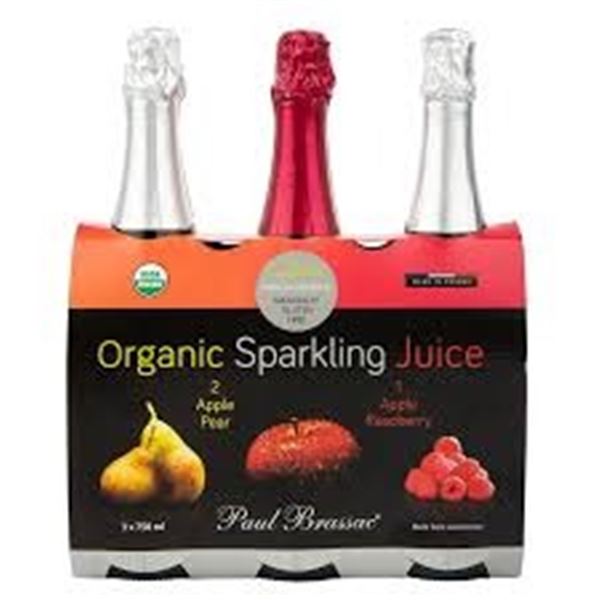 3 X 750ML PAUL BRASSAC ORGANIC SPARKLING JUICE