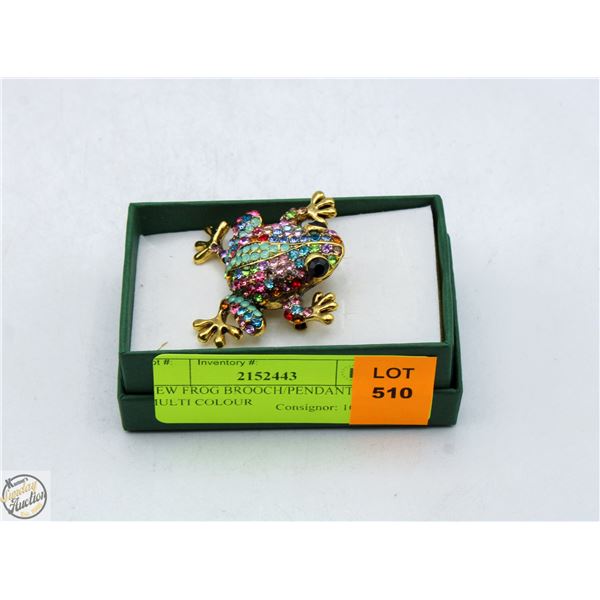 NEW FROG BROOCH/PENDANT MULTI COLOUR
