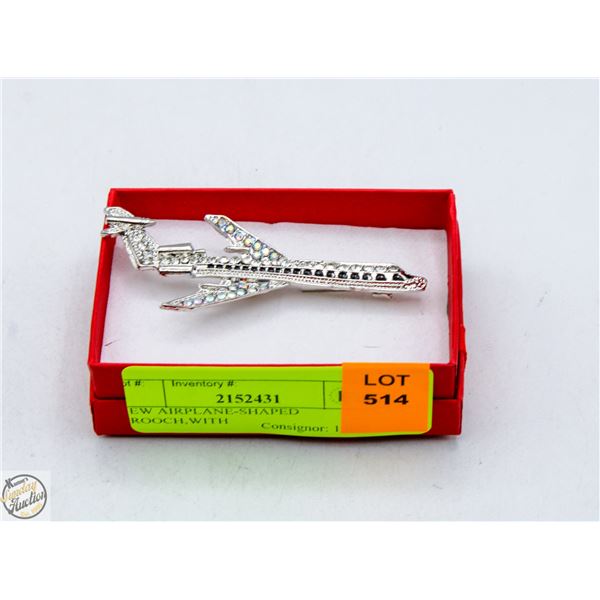 NEW AIRPLANE-SHAPED BROOCH,WITH