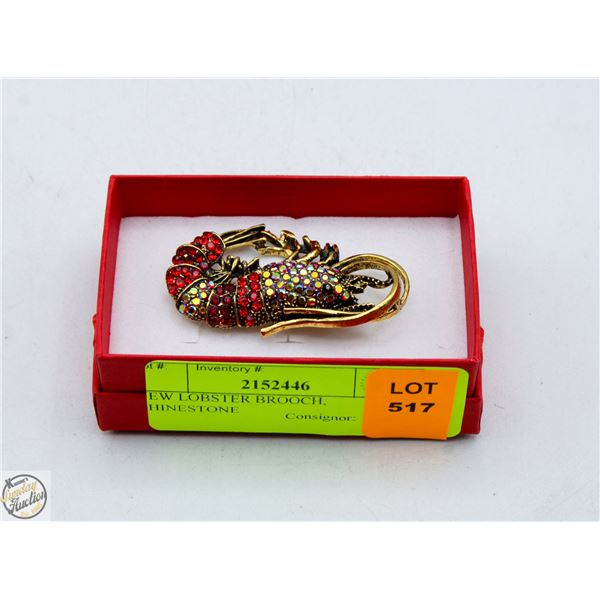 NEW LOBSTER BROOCH, RHINESTONE