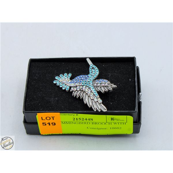 NEW HUMMINGBIRD BROOCH WITH TEAL