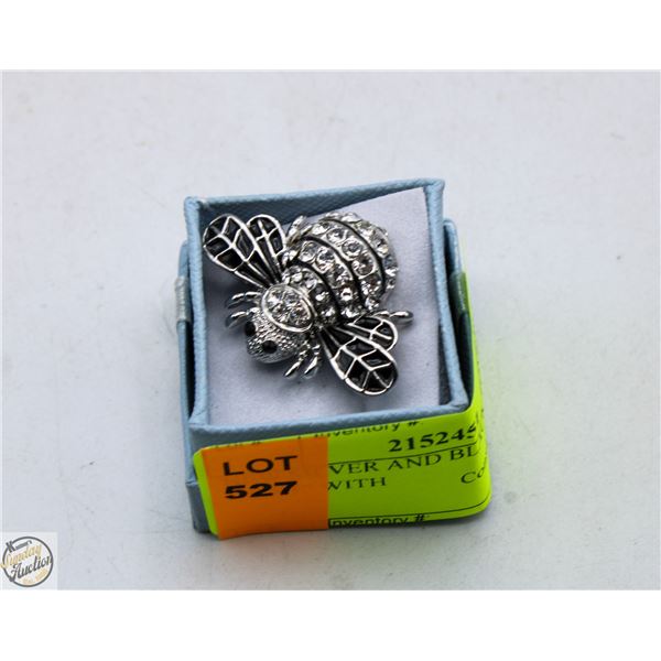 NEW SILVER AND BLACK TONE BEE 1.4”X1” WITH