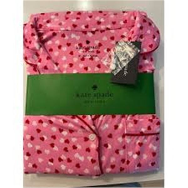 NEW 2PC KATE SPADE PYJAMA SET PINK HEARTS SMALL