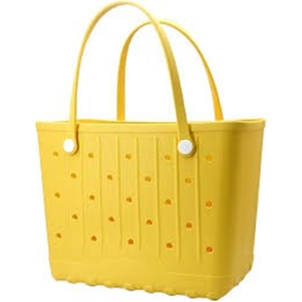 NEW RUBBER BEACH BAG TOTE BAG (YELLOW)