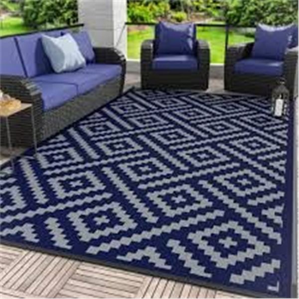 BRAND NEW GENIMO 9X12' OUTDOOR RUG BLUE + WHITE