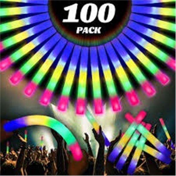 NEW W BOX 100PCS LED FOAM GLOW STICKS (RGB)