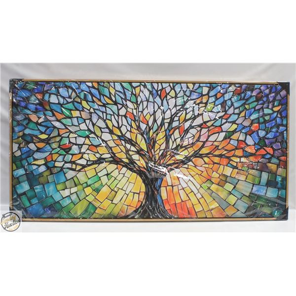 BRAND NEW SOLID WOOD FRAME ABSTRACT WALL ART