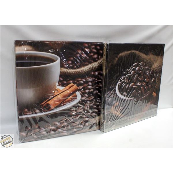 BRAND NEW 4PCS 16 X 16" COFFEE BEANS WALL ART