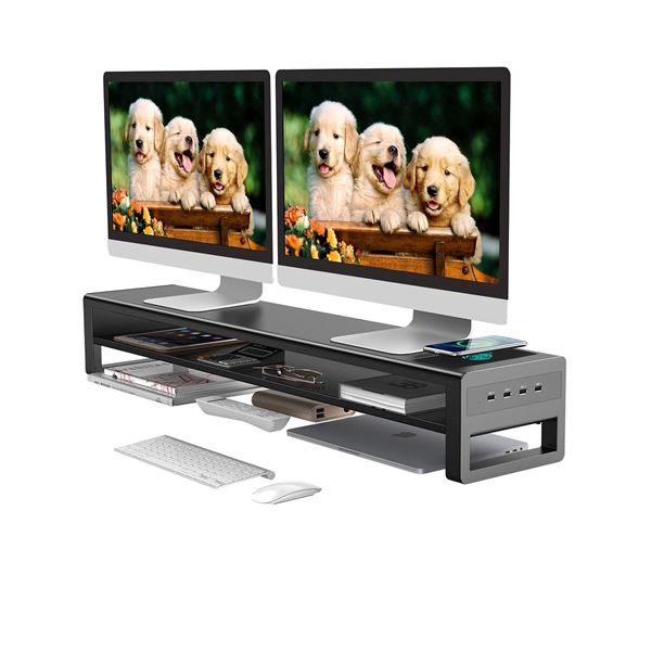 NEW W BOX STARSIKI 2 TIER DUAL MONITOR STAND