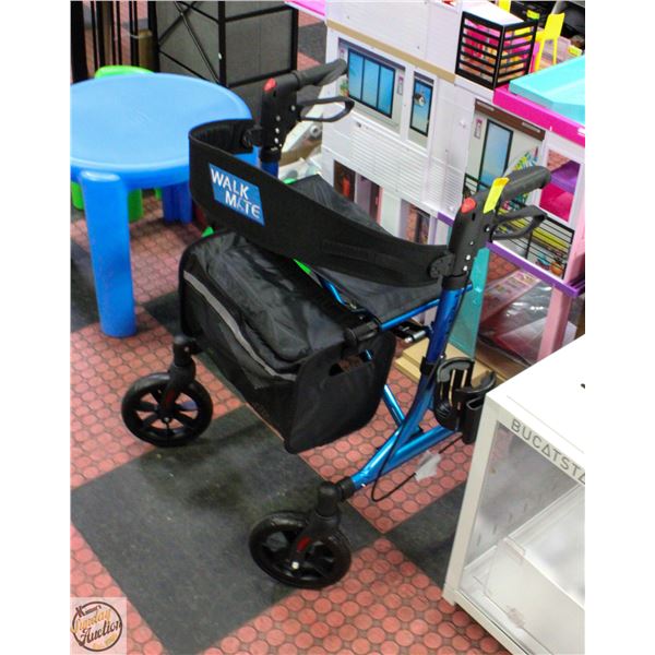 NEW WALKMATE ROLLATOR WALKER WITH CUP HOLDER