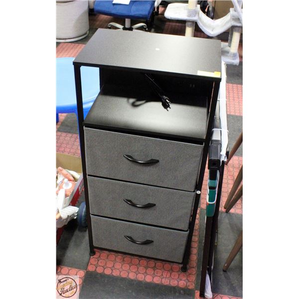 NEW 3 DRAWER STORAGE WITH USB BLACK AND CHARCOAL