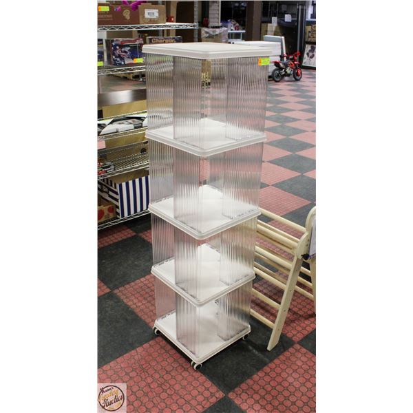 NEWLY ASSEMBLED SQUARE MOBILE 4 TIER BOOKCASE