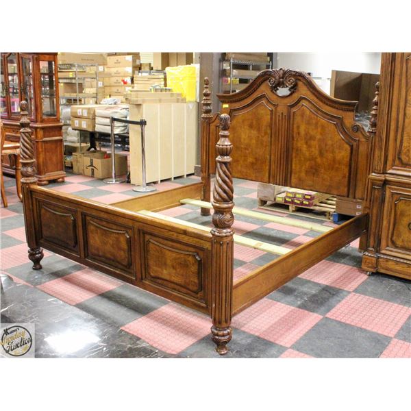 SOLID WOOD CARVED KINGSIZE BEDFRAME H-67" W-83"