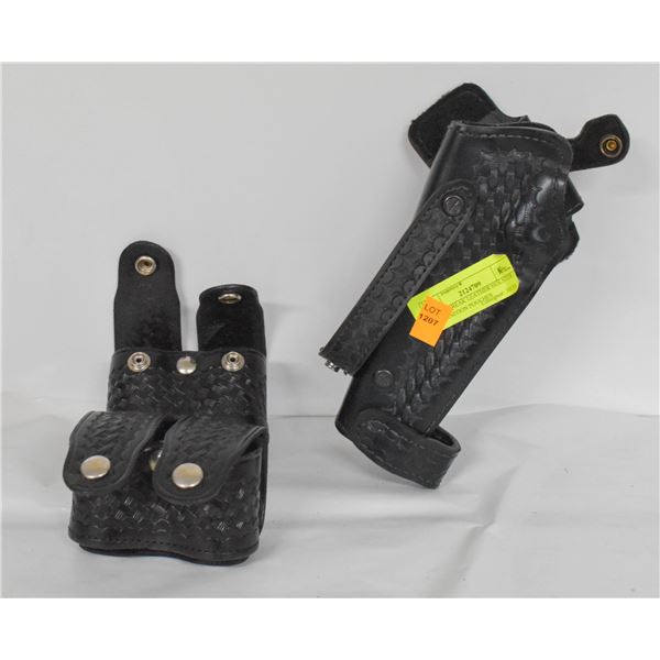 FRONT BREAK LEATHER HOLSTER+2 AMMUNITION POUCHES