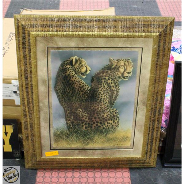 FRAMED PAIR OF CHEETAH'S 27.5" X 32.5"