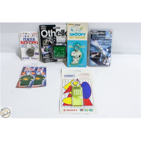 SEALED 7 KEYCHAINS PEWTER HUNTER