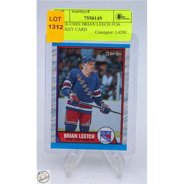 O-PEE-CHEE BRIAN LEECH #136 HOCKEY CARD