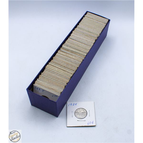 LOT OF CANADIAN NICKELS IN SLEEVES 1928-1960
