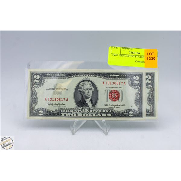 TWO 1963 UNITED STATES $2 BILLS