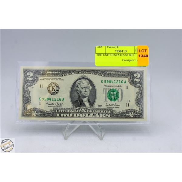 2003 UNITED STATES $2 BILL