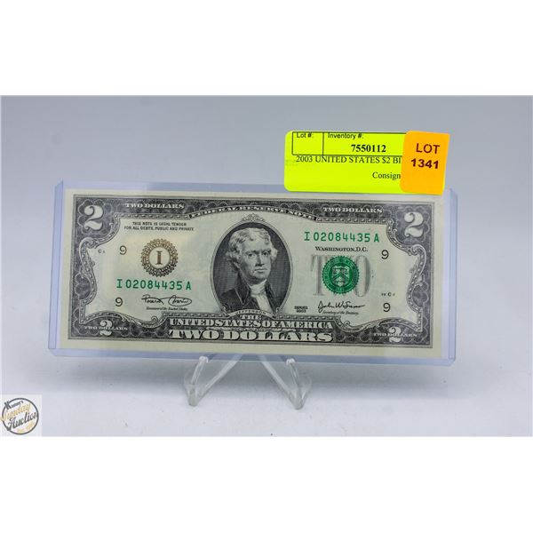 2003 UNITED STATES $2 BILL