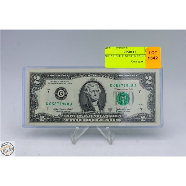 2003A UNITED STATES $2 BILL
