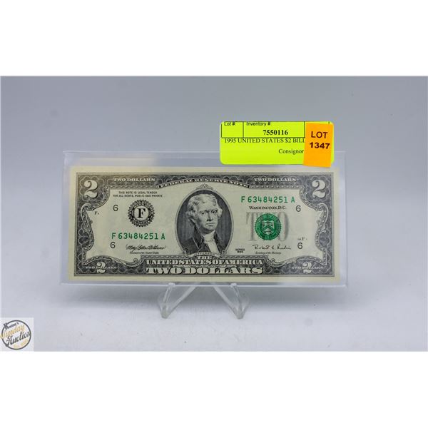 1995 UNITED STATES $2 BILL