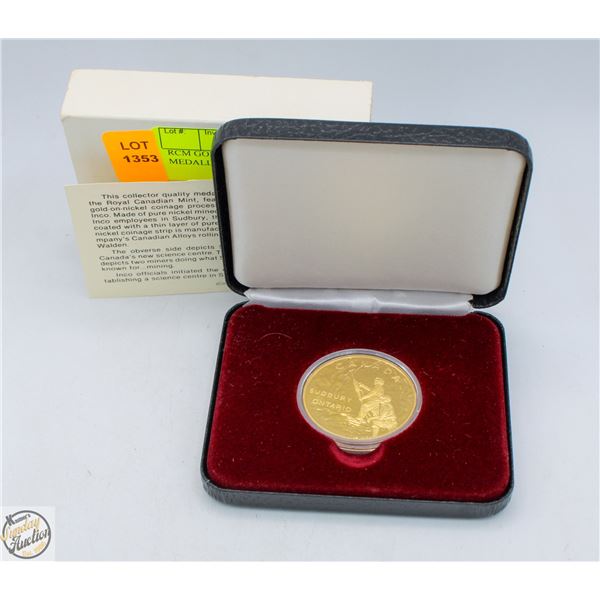 RCM GOLD ON NICKEL COLLECTOR MEDALLION STRUCK