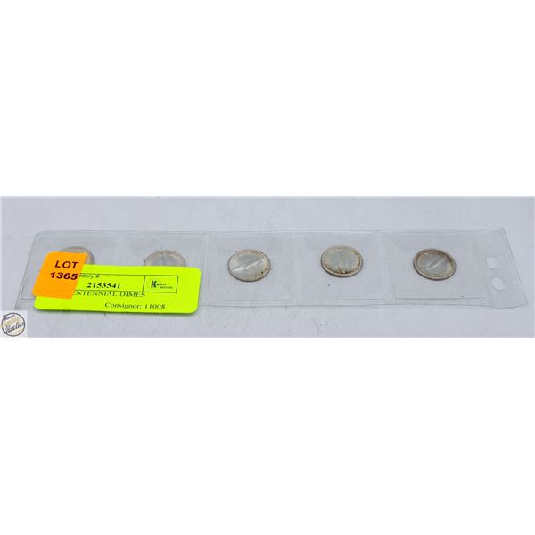 5 X 1967 CENTENNIAL DIMES