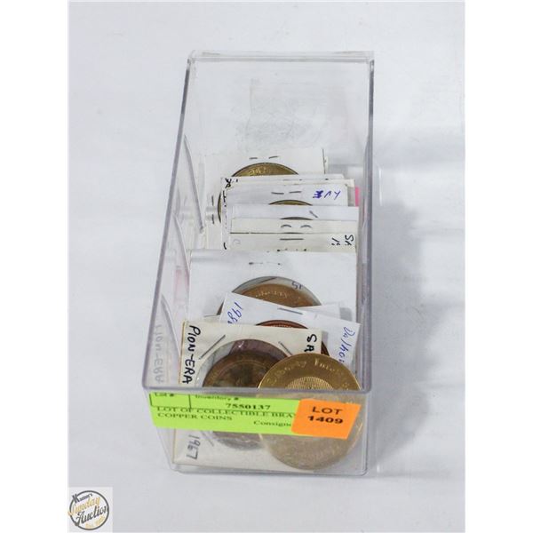 LOT OF COLLECTIBLE BRASS AND COPPER COINS