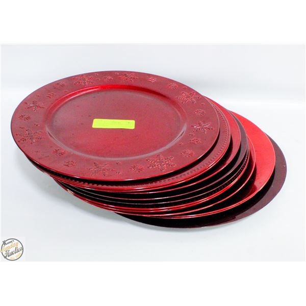 LOT OF 11 VARIOUS RED PLATES
