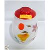 Image 1 : VINTAGE GLASS FLOWERED COOKIE JAR