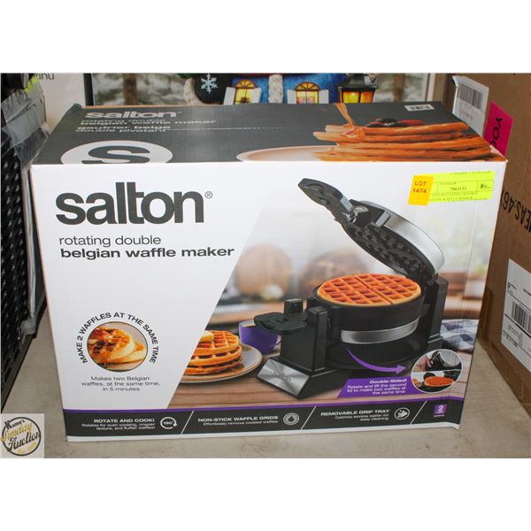 SALTON ROTATING DOUBLE BELGIAN WAFFLE MAKER