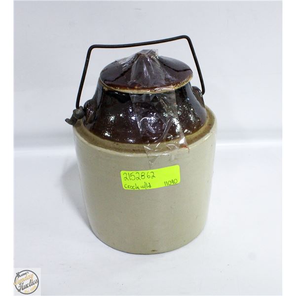 VINTAGE HANDLED LIDDED CROCK