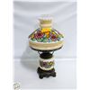 Image 1 : VINTAGE FLOWERED GLASS OIL LAMP