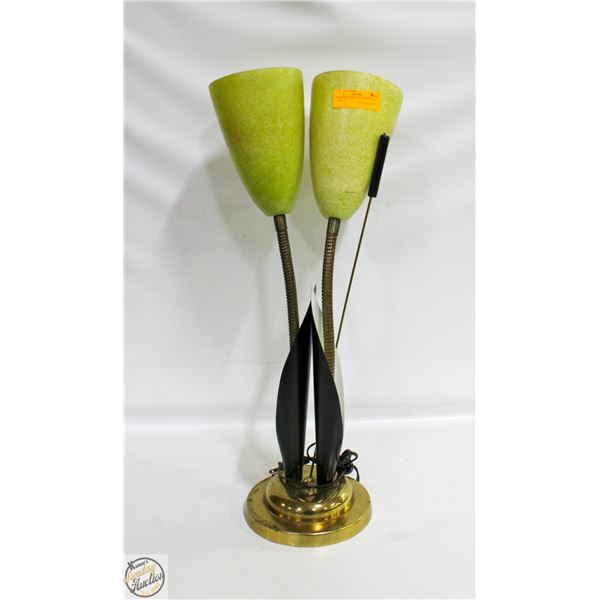 VINTAGE 2 CONE GREEN PLASTIC LAMP