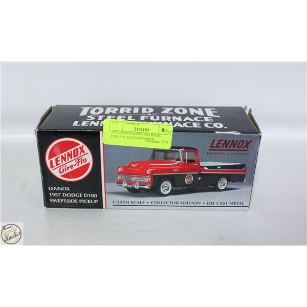 1957 DODGE D100 COIN BANK DIECAST LENNOX IN BOX