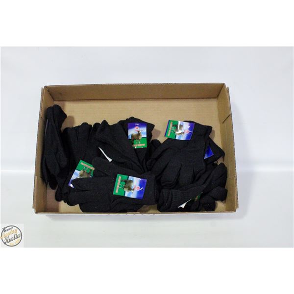 12 NEW PAIRS OF BLACK COTTON GLOVES