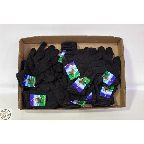 12 NEW PAIRS OF BLACK COTTON GLOVES