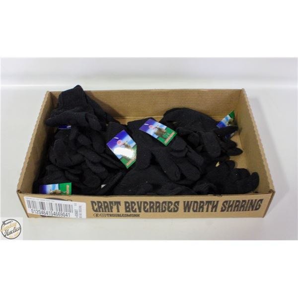 12 NEW PAIRS OF BLACK COTTON GLOVES