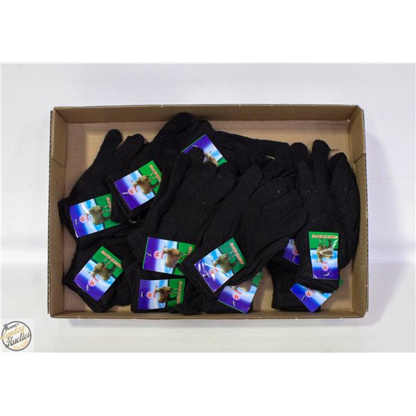 12 NEW PAIRS OF BLACK COTTON GLOVES