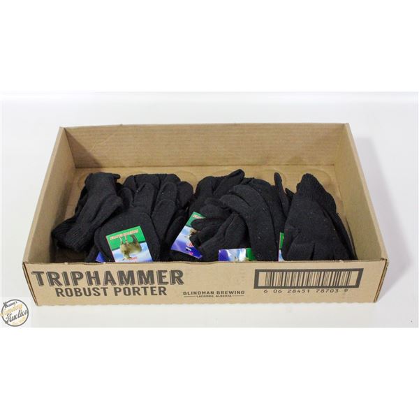 12 NEW PAIRS OF BLACK COTTON GLOVES