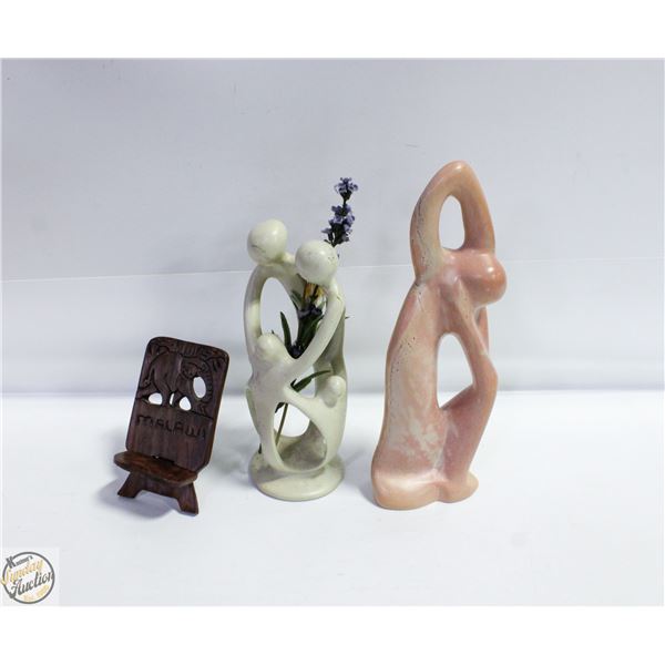 ESTATE PAIR OF HAND CARVED STONE FIGURES +